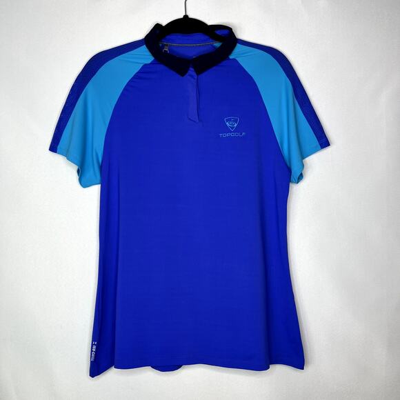NWOT TopGolf Ladies Under Armour HeatGear Collared Shirt Blue Size Large - Picture 1 of 12
